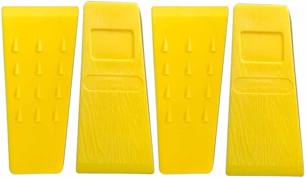 Parts 4 Outdoor 4Pk 5.5" Tree Felling Wedge with Spikes Made in The USA Logging Equipment (Yellow)