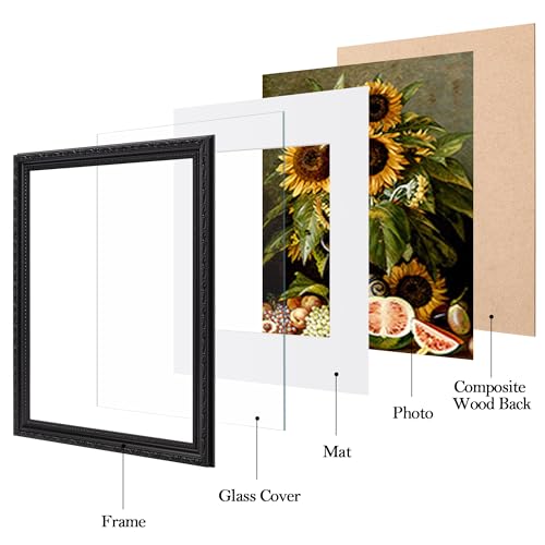 Image of eletecpro 11x14 Vintage Picture Frame, Glass Cover, Black, 2-Pack
