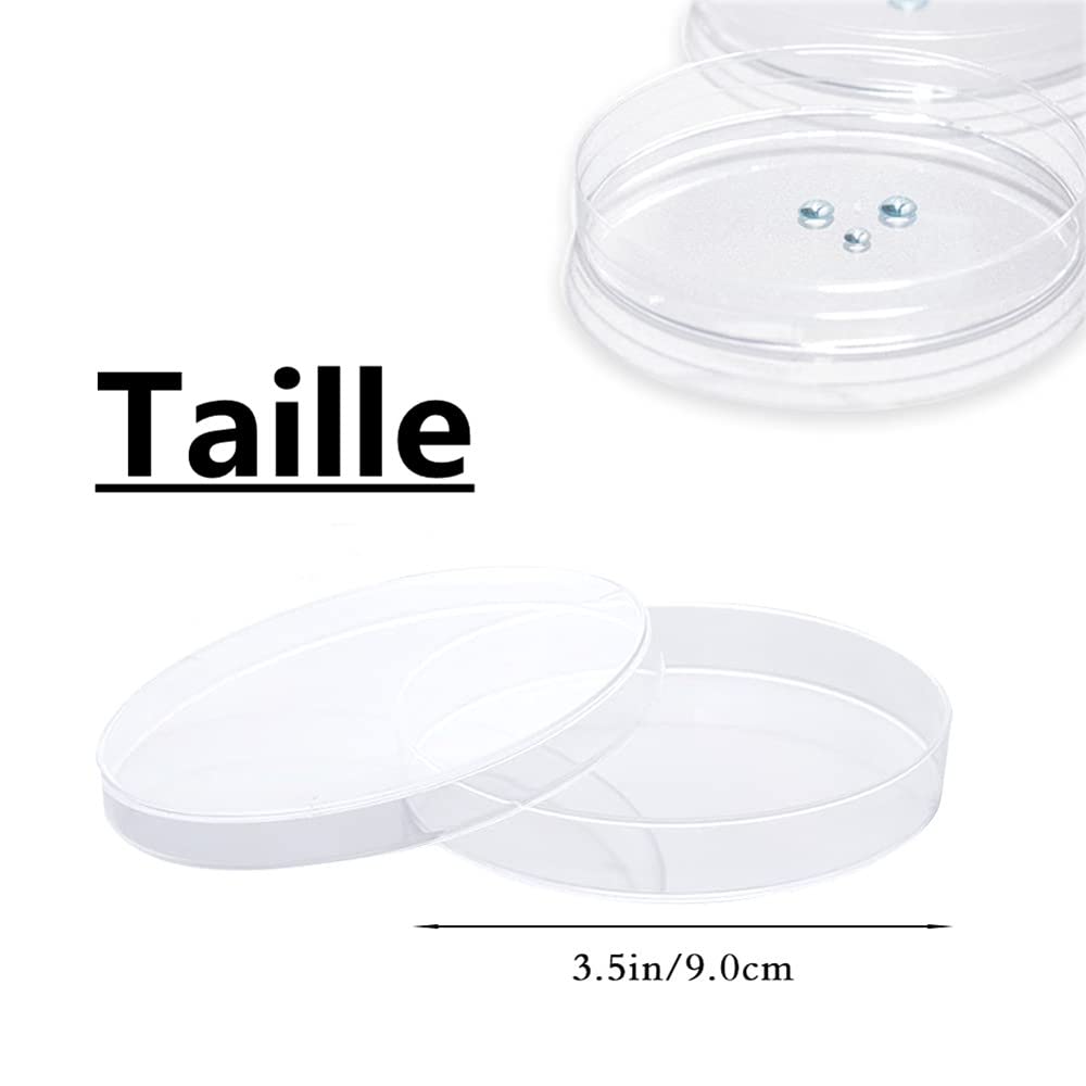 Latrat 20 pz Dishes Petri, Scatole Di Petri In Plastica Sterile, Scatola Sterile con Coperchi per Laboratorio Cellulare Cultura Tessuto, 90 mm