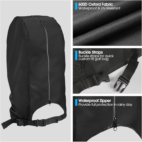 Funda impermeable para bolsa de golf con capa de lluvia ajustable y resistente al viento 6
