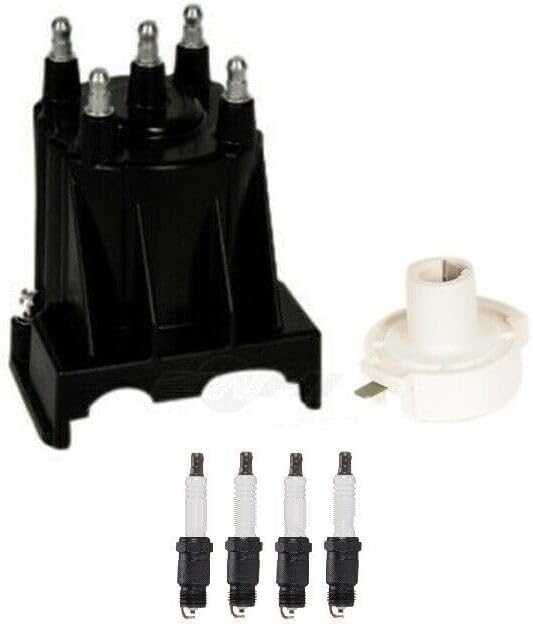 Replacement Distributor Rotor Cap and Spark Plugs Kit for Buick Pontiac Fiero 2.5 L4