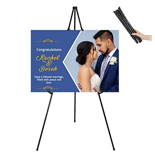 2022 Version Display Easel Stand for Wedding Sign Poster,63" Tall Instant Easels for Display Arts Painting Shower Sign,Adjustable Collapsable Floor Tripod with Portable Bag,Holds 5lbs,1Pack