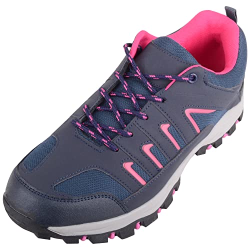 Tenis ligeros con cordones para mujer, para caminar, senderismo, al aire libre, Azul Marino Fucsia, 41 EU Cover