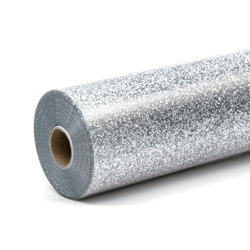 LOKLIK Rouleau Argent de Vinyle Pailleté Transfert de Chaleur Thermocolant Tissus Vêtement 1 pc 30.5 x 90 cm, Standard