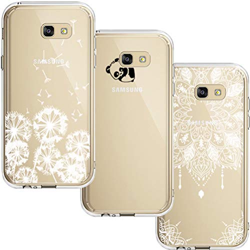 [3 Pack] Samsung Galaxy A5 2017 Case, Blossom01 Ultra Thin Soft Gel TPU Silicone Case Cover with Cute Cartoon for Samsung Galaxy A5 2017 - Dandelion & Panda & Mandala