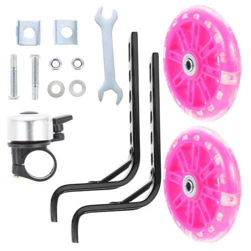 Conjunto de ruedas de entrenamiento para bicicleta Wakauto, ruedas de soporte resistentes con campana y herramientas, accesorios de bicicleta de equilibrio rosa para niños y seguridad en ciclismo miniatura 1