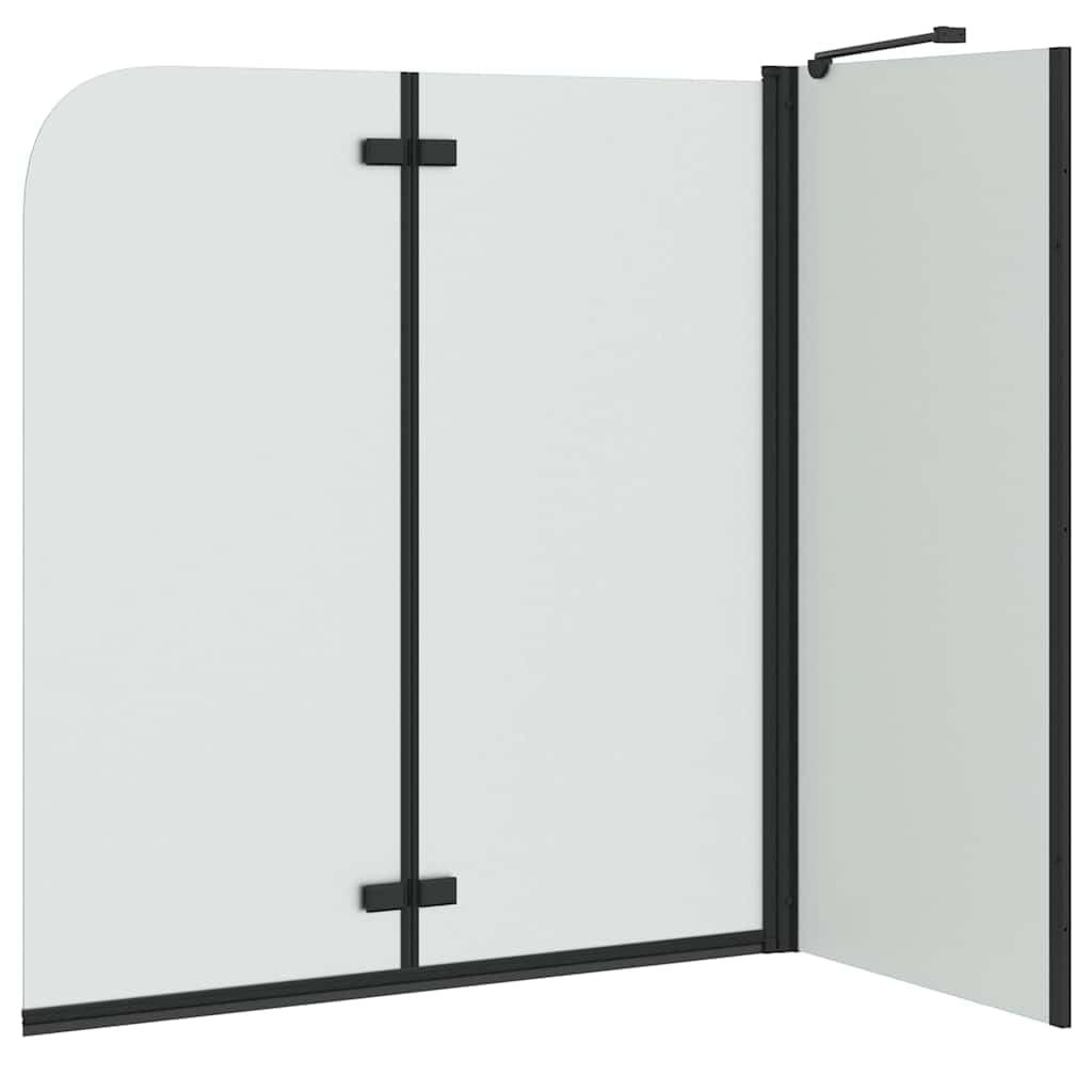 Parasol łazienkowy czarny szkło bezpieczne 120 x 68 x 130 cm, 4 mm, z profilem aluminiowym, regulowany od 61,5 do 67 cm, do wanny, prysznica, ochrona przed pryskaniem