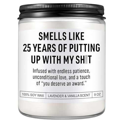 Karply Funny 25 Year Anniversary Candle, 25th Anniversary Decorations, 25th Wedding Anniv. Gifts, Valentines Day, Silver Anniv. Gifts for Husband, Wife, Couple, Men, Women, 25 Years of Marriage
