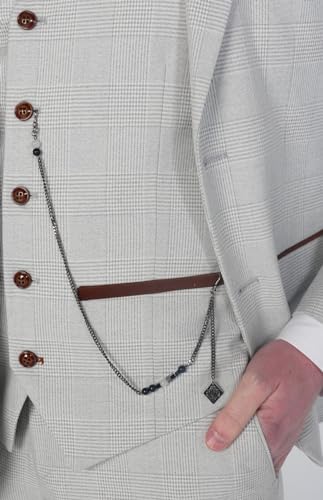 Men’s Tweed Herringbone Sold Separately Gray Suit - Wedding Business Tailored Fit Set3