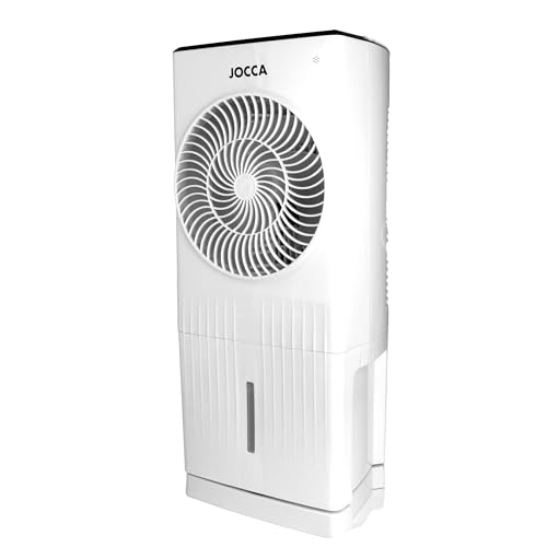 Jocca - Climatizador Evaporativo 5.5L, Enfriador de Aire Portátil con Mando a Distancia, 3 Velocidades, 3 Modos, Oscilación 70º, Temporizador 12h, 720 m³/h, con Ruedas