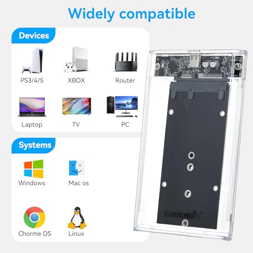 Image of ELUTENG 2.5'' Hard Drive Enclosure 5Gbps USB 3.0 to SATA External Hard Drive Enclosure Tool Free Hard Drive Case for 7mm 9.5mm HDD SSD 4TB Capacity Support UASP Compatible with WD Seagate Samsung | Tool Free Hard Drive Case for 7mm 9.5mm HDD SSD 4TB Capacity Support UASP Compatible with WD Seagate Samsung