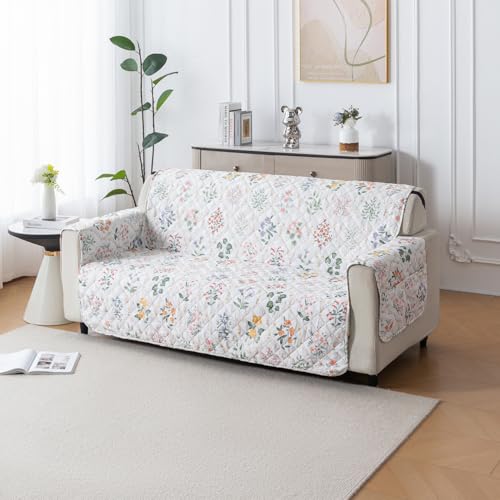 Image of House of Quirk 'Mughal Series' Anti-Slip Sofa Cover Mat with Pocket | Polyester Couch Protector for Pets, Kids & Spills (Baghe Bahar, 180x210cm, Four Seater)