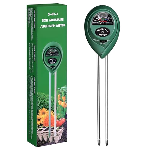 iPower Soil Meter, 3-in-1 Plant Moisture Light PH Tester for Gardening, Farming, Indoor & Outdoor Use