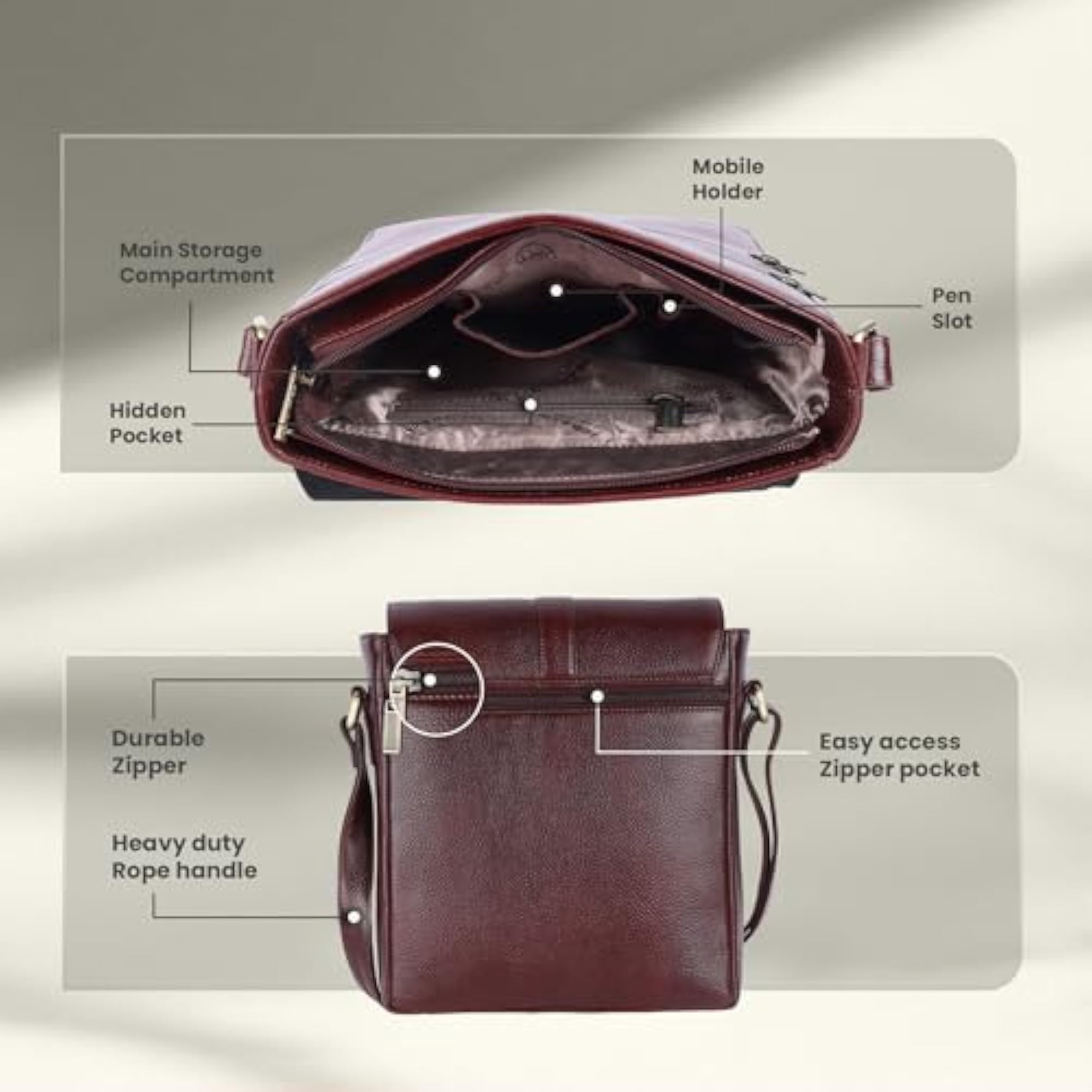 Men's Original Bombay Leather Messenger Sling Bag, Office