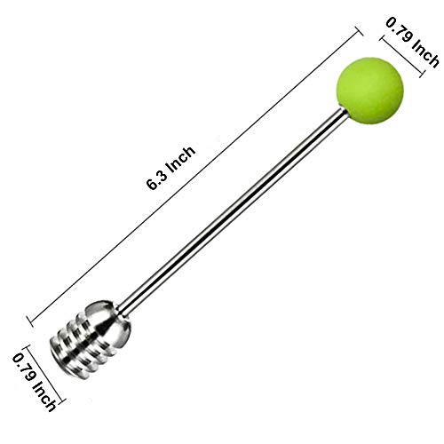 Stainless Steel Honey Dipper Stick 6.3 Inch Honey Wand Server for Honey Pot Dispense Drizzle Honey, Wedding Party Favors, Baby Shower (Green)