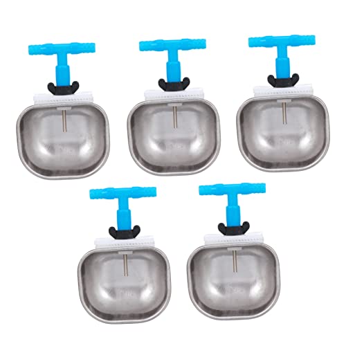 Mipcase 5pcs Stainless Steel Rabbit Drinking Bowl Poultry Water Bowl Auto Water Dispenser Easy Clean Stable Safe for Rabbits
