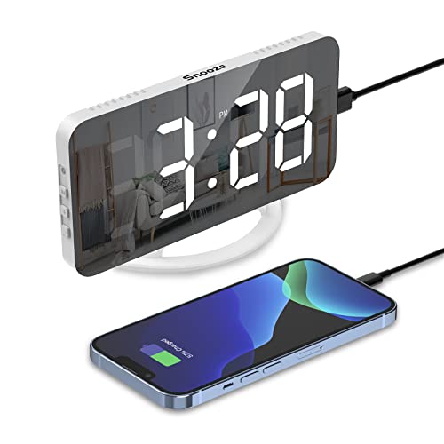 Keekit Digital Alarm Clock, Mirror Surface Electronic Led Clock, Desktop Alarm Clock With 6.7In Large Led Srceen, Time Display, Alarm Settings & Adjustable Brightness For Home, Bedroom, Office #TOP10