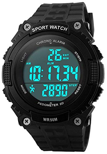 MASTOP Unisex Pedometer Digital Watch Multifunctional Military Sports Stopwatch Alarm Electronic Quartz Watch