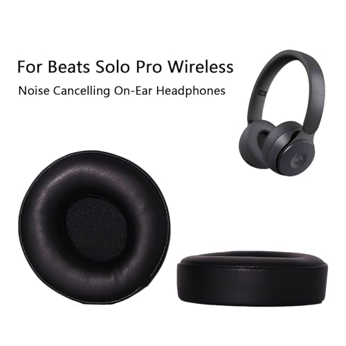 Almohadillas de repuesto para auriculares Beats Solo Pro inalámbricos - Negro | Ajuste para Beats Solo Pro Wireless On-Ear, cojines con cuero proteico, espuma de aislamiento de ruido, confort mejorado miniatura 3