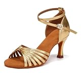 bianco oro latina Scarpe da ballo latino americano materiale: Le scarpe da ballo latino da donna sono realizzate con tomaia in raso, liscia e delicata, intersuola in lattice ad alta elasticità, fodera interna di alta qualità confortevole, morbida e traspirante senza piedi soffocanti, tocco eccellente.
