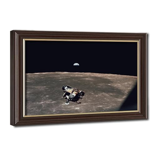 Impression toile Apollo 11 Earth View déco murale bureau cadre 61 cm