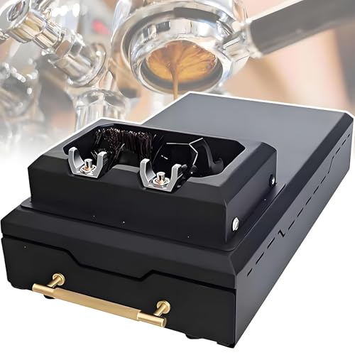 Limpiador automático de posos de café con soporte de filtro extraíble, incluye raspadores y cepillo, fácil de desmontar y limpiar para café espresso