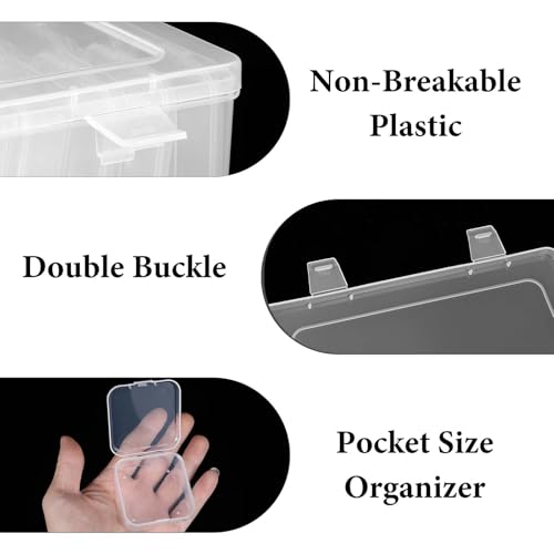Image of DIVINA VITAE 62pc Small Bead Organizers & Storage Box, Clear Plastic, Hinged Lids, Waterproof, 60 Compartments, Jewelry Making, Crafts, Hardware