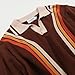 OXKNIT Mens Retro Polo Striped Brown V-Neck Knitted Shirt 1960s Mod Style Vintage Collared T Shirt
