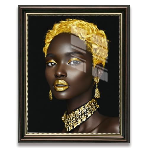 Brown Frame Vintage African American Wall Art Fashion Women Portrait