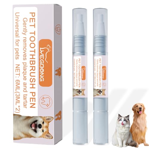 DULZEN 2 Piezas Cepillo de Dientes para Mascotas Cepillo de dientes para perros y gatos Herramienta para eliminar bolígrafos de gel para limpieza de dientes sarro y mal aliento