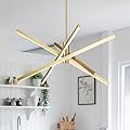 Y'INSP Gold Sputnik Chandeliers Modern LED Linear Chandelier Light 4 Light Pendant Light for Dining Room Foyer Kitchen Island Bedroom Living Room Gold Sputnik Light Fixture