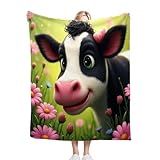 ZZXHG Kuscheldecke Comic-Kuh, Weiche Flauschige Decke Kind Mädchen Jungen, Warm Wendedecke Flanell Fleecedecke TV-Decken Sofadecke Wohndecke Couchdecke Tagesdecke - 130x150 cm