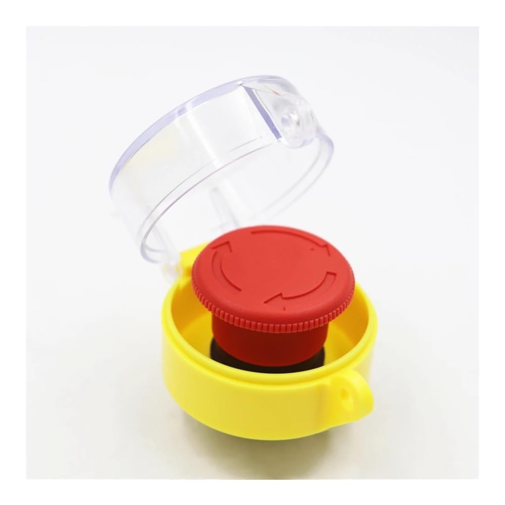 1 juego de máscara de parada 1NC cubierta protectora para botón de parada de emergencia, interruptor que evita mal funcionamiento, amarillo 22 mm