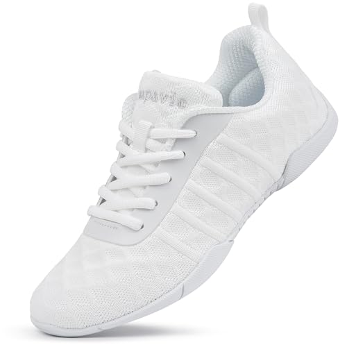Image of Cheer Shoes for Youth Girls White Cheerleading Athletic Dance Shoes Tennis Sneakers for Competition Sport Training
