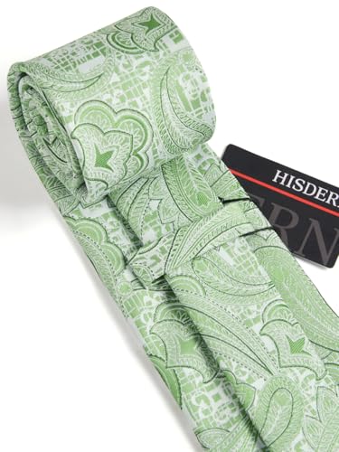 Image of HISDERN Ties for Men Paisley Floral Mens Ties and Pocket Square Cufflinks Set Classic Business Necktie Handkerchief