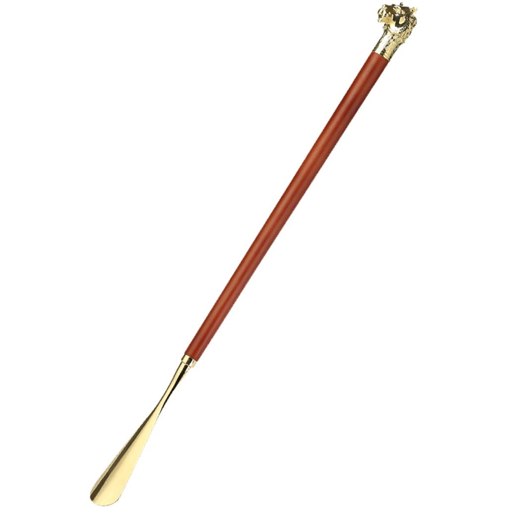 Qmbhoz Gold Red Shoe Horn Shoehorn Long Handle For Seniors Animal Head Handle Shoe Spoon, Zinc Alloy Beech Sturdy Shoe Lifter, Light Luxury Shoe Helper With Cotton Bag (Color : Size : Tiger)