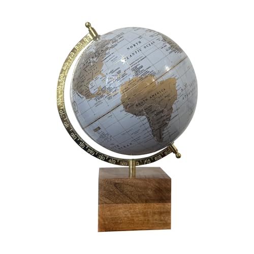 Image of 8 Inch Rotating World Globe with Metal Arc and Wooden Base for Office Table, Geography Learning, Studio or Cafe Decoration, Unique Gifts, Birthday and Anniversary Gift.