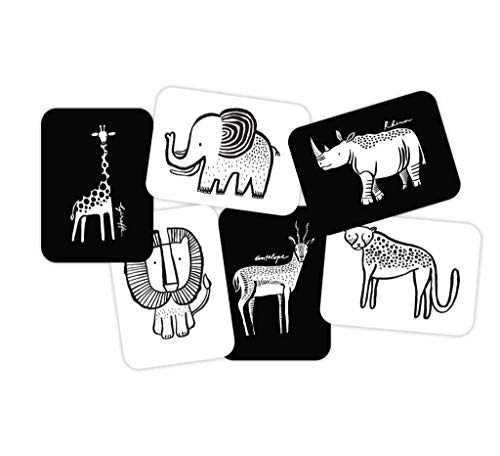 Image of Wee Gallery High Contrast Cards for Baby - Black and White Safari Animals