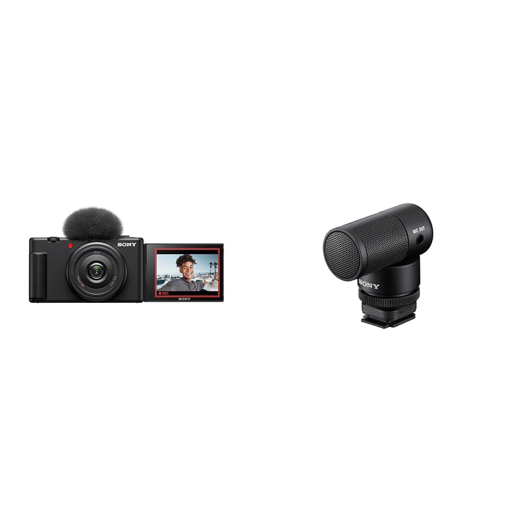 Sony Vlogging Bundle - ZV-1F Vlog Camera (Black) + ECM-G1 Shotgun Microphone