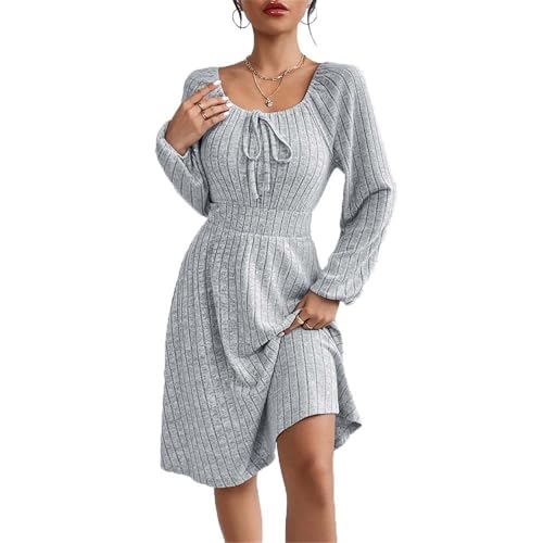 Robe décontractée pour femme à col carré et manches longues