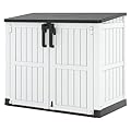 NUNU LAB Outdoor Storage Shed 36 Cu. Ft.Horizontal Garden Storage Extra Large Capacity Weather Resistant Storage Box, Lockable Resin Waterproof Shed for Easy Storage of Garbage Cans, Tools, Lawn Mower