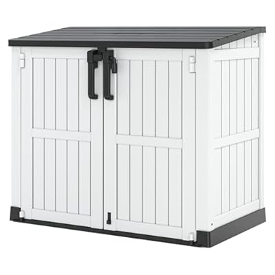 NUNU LAB Outdoor Storage Shed 36 Cu. Ft.Horizontal Garden Storage Extra Large Capacity Weather Resistant Storage Box, Lockable Resin Waterproof Shed for Easy Storage of Garbage Cans, Tools, Lawn Mower