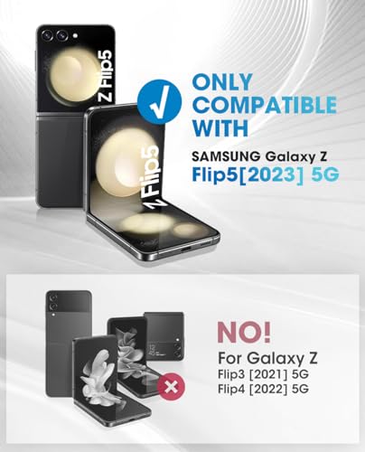 i-Blason Journey for Samsung Galaxy Z Flip 5 Case (2023) with Built-in Screen Protector & Kickstand, Full-Body Rugged Protective Phone Case for Z Flip 5 with Auto-Rotate Hinge Protection (Black)