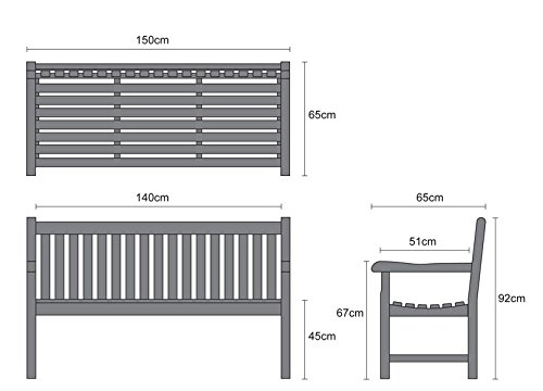 Jati York Garden Bench A Grade Teak 1.5m (5ft) FULLY ASSEMBLED Outdoor Bench Brand, Quality & Value - Image 2