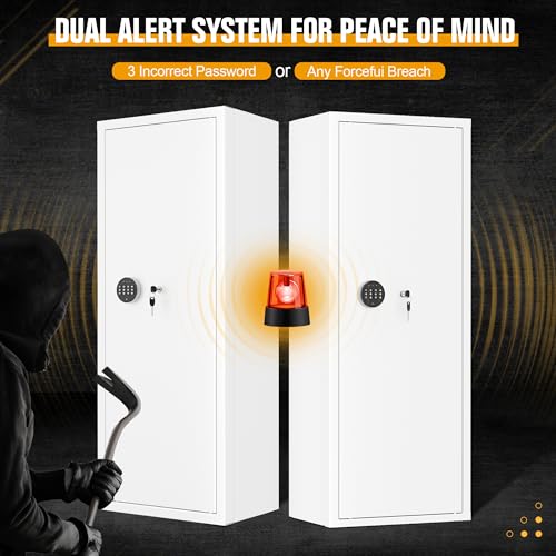 Image of INTERGREAT 12-15 Gun Safe, Large Gun Safe for Rifles and Pistols, Quick Access Rifle Safe with 3 Removable Gun Racks and 4 Pistol Pockets, Digital Gun Cabinet with Dual Alarm and Sleep Mode,White