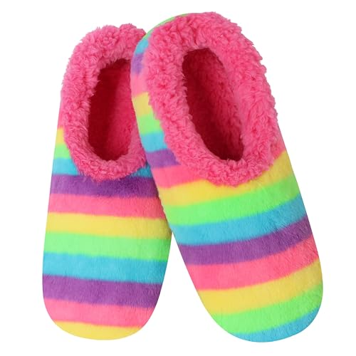 Image of Snoozies Warm Sherpa-Lined Women's Indoor Slippers | Faux Fur Non-Slip Sole | Ultra-Cozy Pull-On House Shoes | Soft Fleece Lining | All-Season Comfort