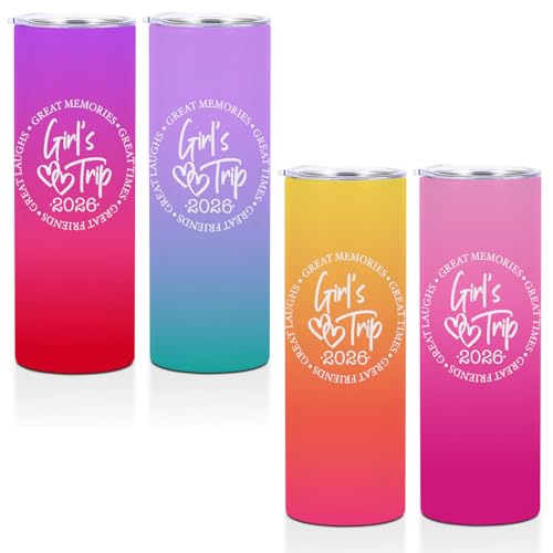 BQXH 4 PCS 2026 Girls Trip 20oz Stainless Steel Tumbler,