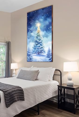 Punto de cruz diamante 5D Jumpdot, kit de manualidades de árbol de navidad en la nieve 70x40 cm 6