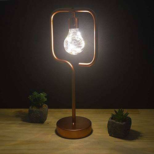 LUMINARIA DE MESA LED PILHA ESTILO INDUSTRIAL QUADRADA COR:COBRE