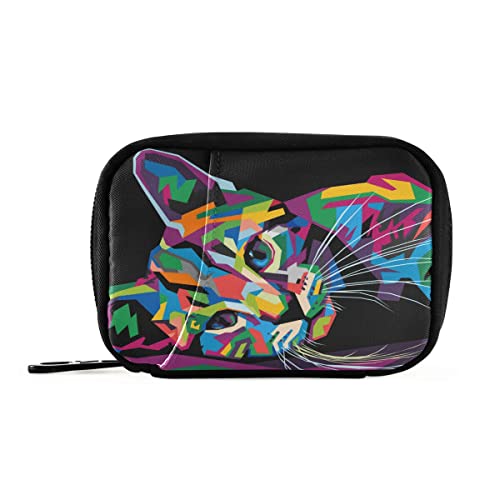 Akiraki ピルケース 薬ケース お薬入れ 小分け 携帯用 コンパクト ねこ 猫柄 ブラック 黒 可愛い お薬収納ポーチ 大容量 小物入れ サプリメントケース 常備薬 飲み忘れ防止 旅行 アウトドア 出張